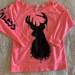 Neon pink off the shoulder top